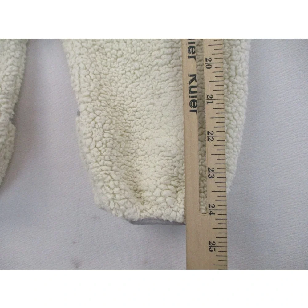 LL Bean Fleece Bunting Unisex 3-6M Cream Hi-Pile Sherpa Bear Ear Hood 244704